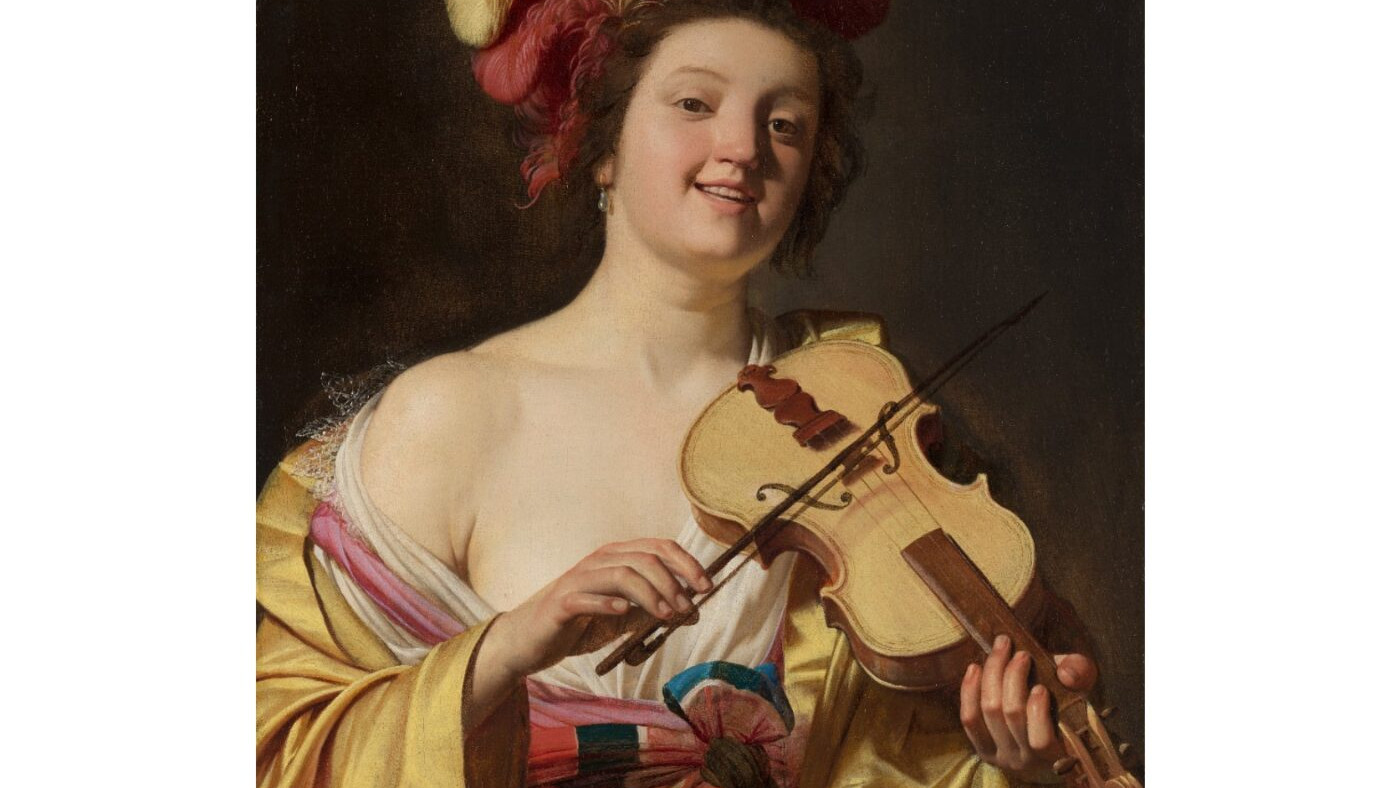 Vioolspeelster 1626 Gerard van Honthorst - Collectie Mauritshuis Den Haag web2