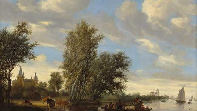 Salomon-van-Ruysdael-Rivierlandschap-met-Herwen-en-Aerdt-detail