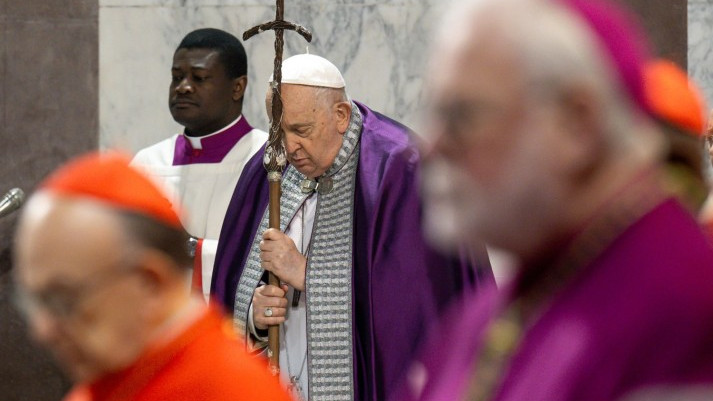 Paus Franciscus vorig jaar op Aswoensdag foto Vatican Media